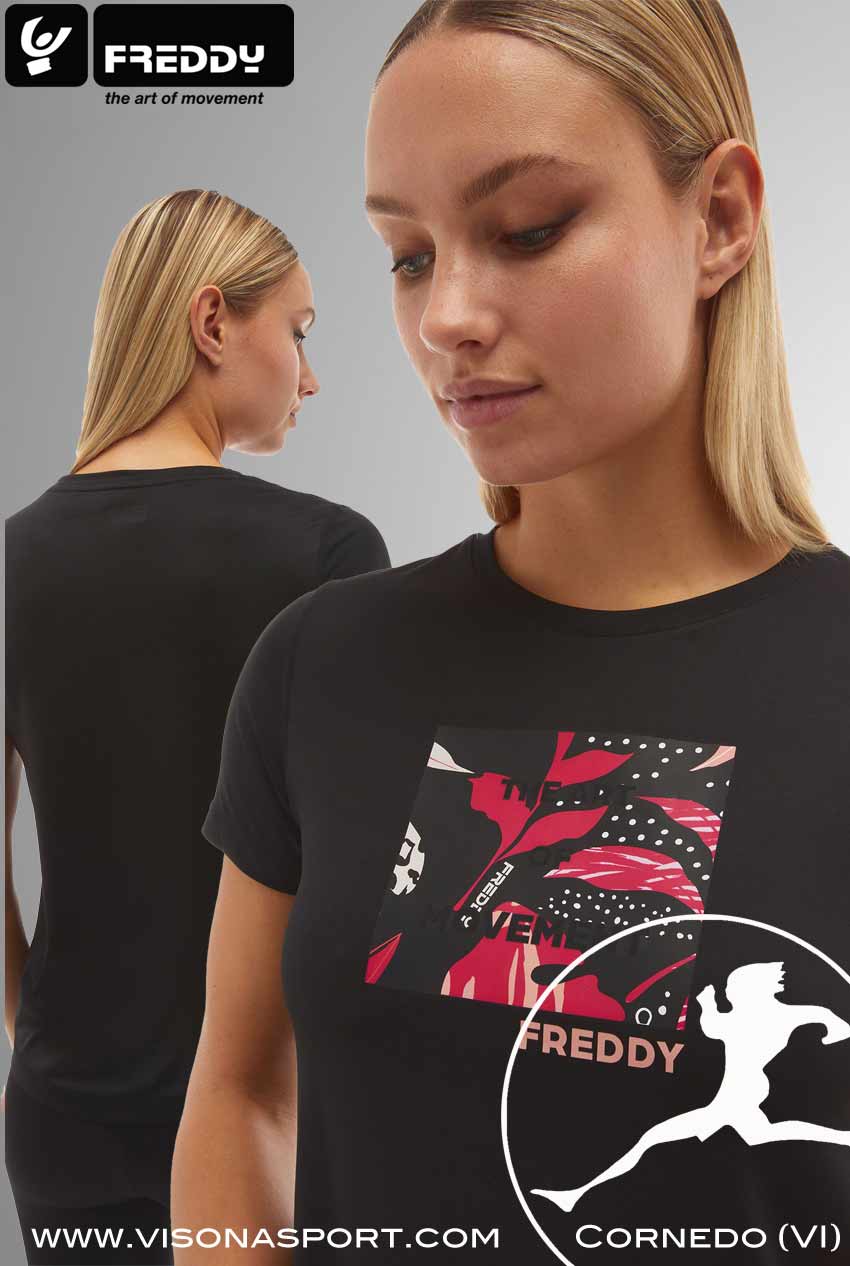 FREDDY T-SHIRT TRASPIRANTE CON STAMPA S4WSFT2 ♀