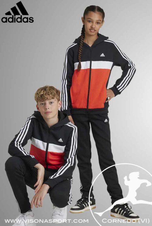 ADIDAS TUTA BAMBINO COTONE FELPATO J 3S TIB FL TS IY1792 JR