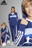 ADIDAS TUTA BAMBINO COTONE GARZATO J 3S TIB FT TS JI6035 JR